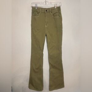 Motel Denim EUC light green high waisted flare leg jeans Size medium